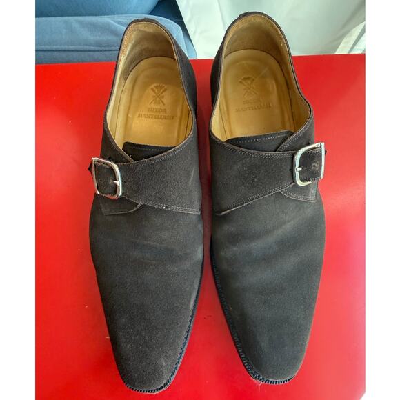 Sutor Mantellassi Mens 12 M Monkstrap Brown Calf Suede Shoes Goodyear Welt